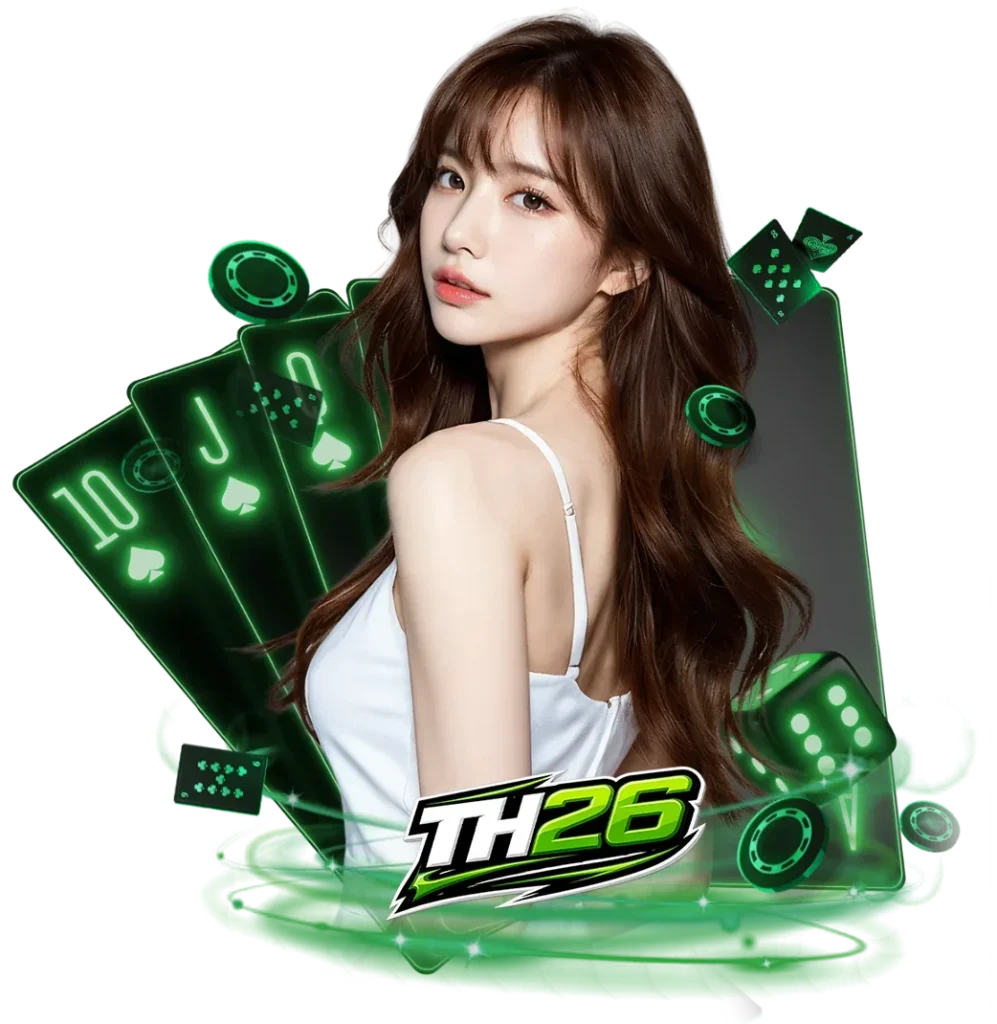 ภาพโปรโมตเว็บไซต์ TH26 พร้อมองค์ประกอบเกมออนไลน์และคาสิโน